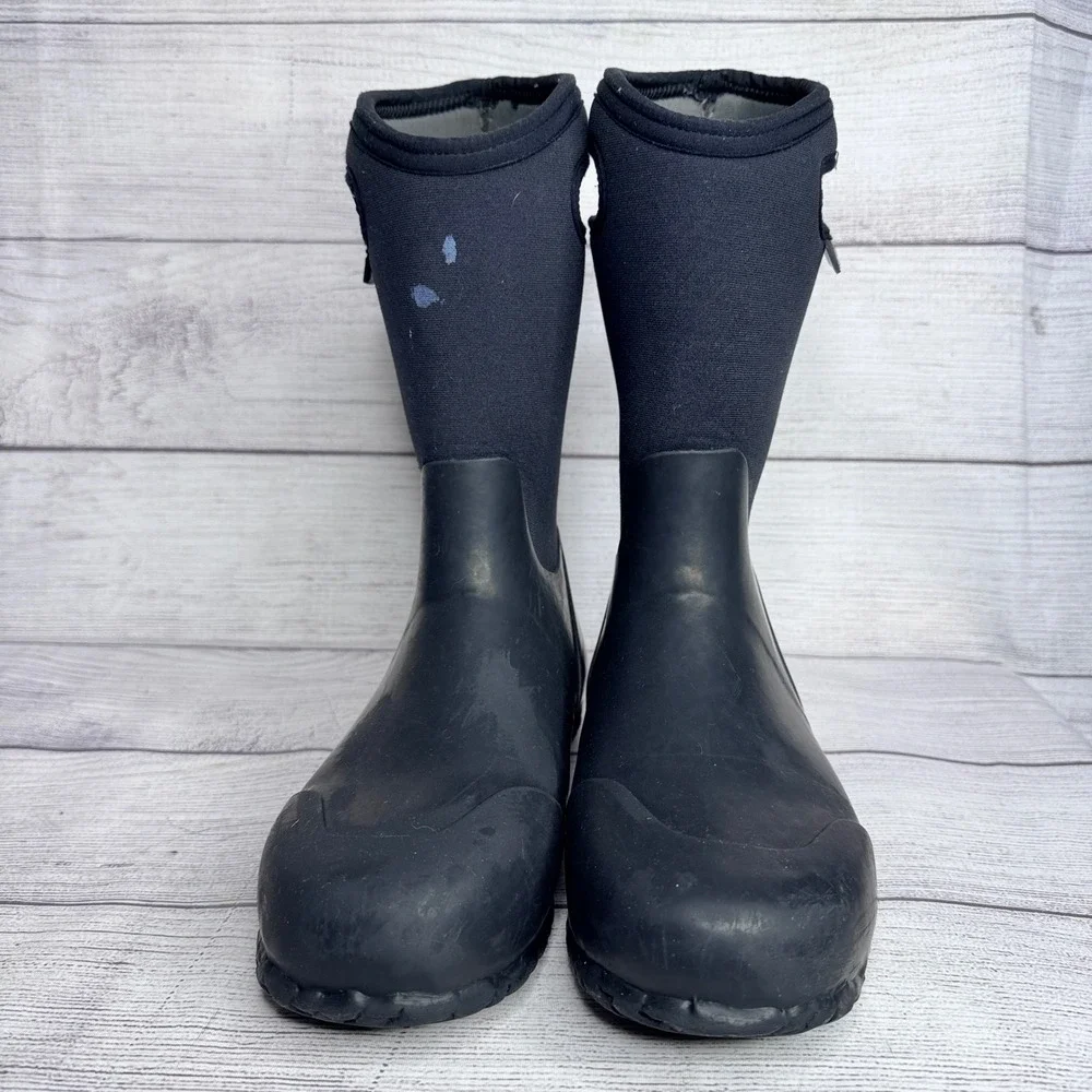 Bogs K Durham Solid Kids Youth 5 Black Waterproof Neoprene Rain Snow Boots 71847